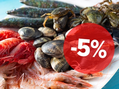 -5% op de zeevruchten en schelpdieren